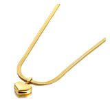 18K Plated Heart Charm Pendant Necklace Stainless Steel Wedding Jewelry