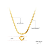 18K Plated Heart Charm Pendant Necklace Stainless Steel Wedding Jewelry