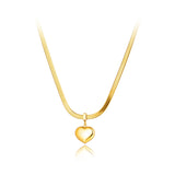 18K Plated Heart Charm Pendant Necklace Stainless Steel Wedding Jewelry
