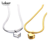 18K Plated Heart Charm Pendant Necklace Stainless Steel Wedding Jewelry