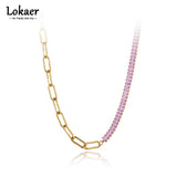 18K Plated Stainless Steel CZ Crystal Pendant Necklace