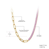 18K Plated Stainless Steel CZ Crystal Pendant Necklace