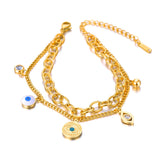 Bohemia Double-layer Chain Bracelet with Eyes Charm B23038