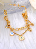 Bohemia Double-layer Chain Bracelet with Eyes Charm B23038