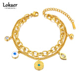 Bohemia Double-layer Chain Bracelet with Eyes Charm B23038