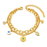 Bohemia Double-layer Chain Bracelet with Eyes Charm B23038