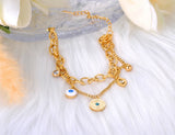 Bohemia Double-layer Chain Bracelet with Eyes Charm B23038