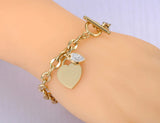 Bohemia Rhinestone Chain Bracelet Double Heart Charm B21161