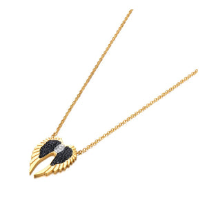 Bohemia Style CZ Crystal Pendant Double Wings Charm Necklace