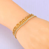 316L Stainless Steel Rhinestone Charm Bracelet For Women B23161