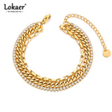 316L Stainless Steel Rhinestone Charm Bracelet For Women B23161