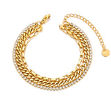 316L Stainless Steel Rhinestone Charm Bracelet For Women B23161