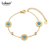 Bohemia Stone Charm Bracelet 18K Plated Vintage Jewelry B23162