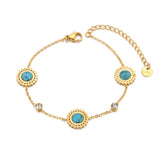 Bohemia Stone Charm Bracelet 18K Plated Vintage Jewelry B23162