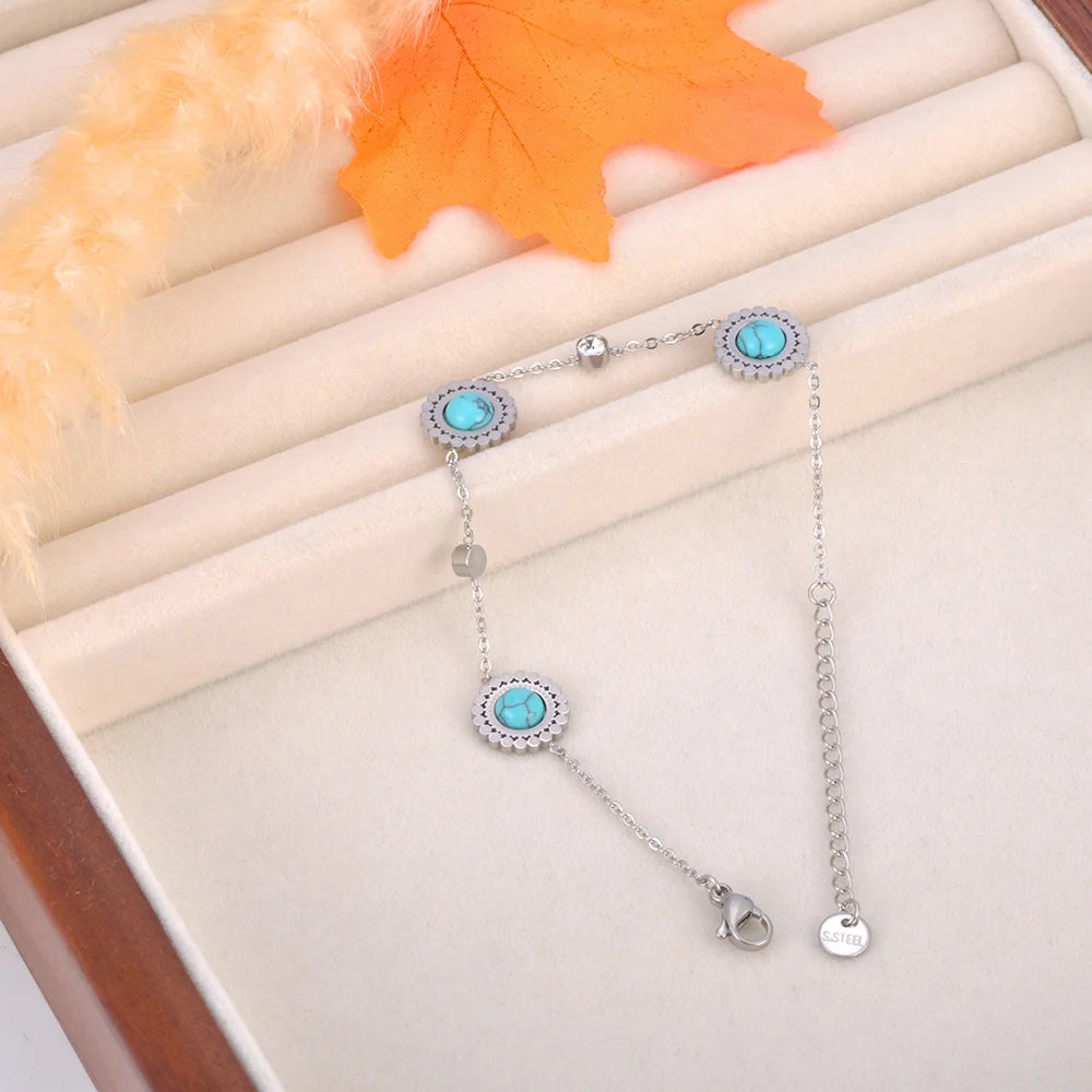 Bohemia Stone Charm Bracelet 18K Plated Vintage Jewelry B23162