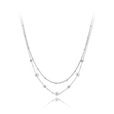 316L Stainless Steel CZ Crystal Charm Necklaces Bohemia Double Layer Small Daisy