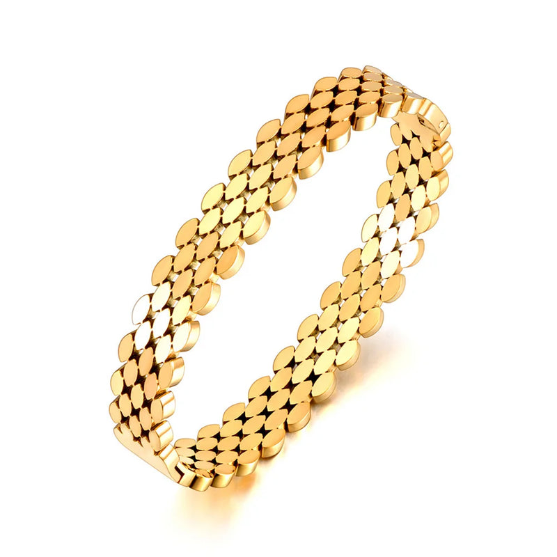316L Stainless Steel Hollow Geometry Bracelet Bangle For Women
