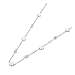 316L Stainless Steel Rhinestone Disc Pendant Choker Necklace