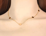 316L Stainless Steel Rhinestone Disc Pendant Choker Necklace