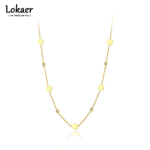 316L Stainless Steel Rhinestone Disc Pendant Choker Necklace