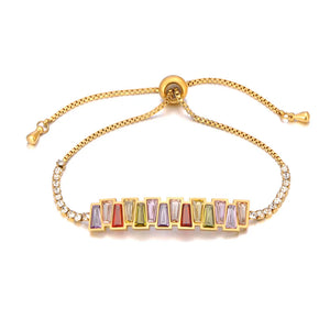 Colorful Cubic Zirconia Adjustable Bracelet Bangle for Women B23174