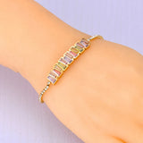 Colorful Cubic Zirconia Adjustable Bracelet Bangle for Women B23174