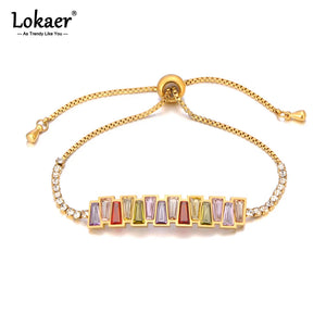 Colorful Cubic Zirconia Adjustable Bracelet Bangle for Women B23174