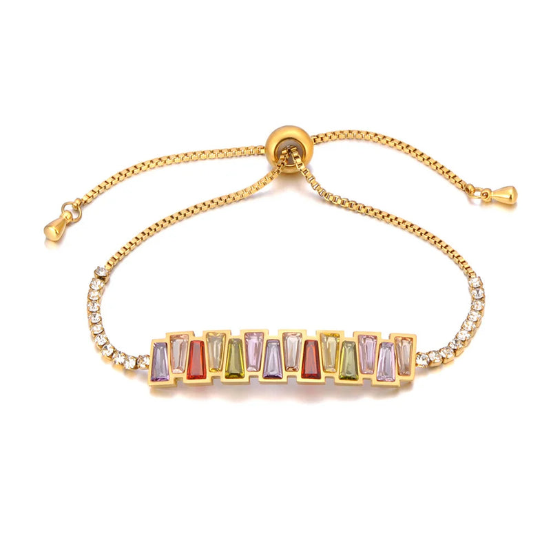 Colorful Cubic Zirconia Adjustable Bracelet Bangle for Women B23174