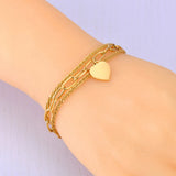 316L Stainless Steel Double Layered Heart Charm Bracelet for Women B23160