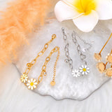316L Stainless Steel Flower Charm Bracelet Cz Crystal 18K Plated Chain