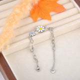 316L Stainless Steel Flower Charm Bracelet Cz Crystal 18K Plated Chain