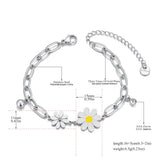 316L Stainless Steel Flower Charm Bracelet Cz Crystal 18K Plated Chain