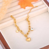 316L Stainless Steel Cz Crystal Heart Charm Bracelet For Women