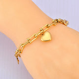 316L Stainless Steel Cz Crystal Heart Charm Bracelet For Women