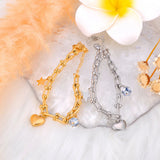 316L Stainless Steel Cz Crystal Heart Charm Bracelet For Women