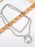 316L Stainless Steel Oval Pendant Necklace 18K PVD Plated Women's Jewelry N23073