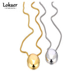 316L Stainless Steel Oval Pendant Necklace 18K PVD Plated Women's Jewelry N23073