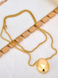 316L Stainless Steel Oval Pendant Necklace 18K PVD Plated Women's Jewelry N23073