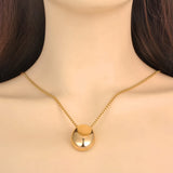 316L Stainless Steel Oval Pendant Necklace 18K PVD Plated Women's Jewelry N23073