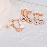 Rhinestone Eye Steel Stud Earrings Ethnic Style Goth Jewelry
