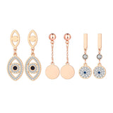 Rhinestone Eye Steel Stud Earrings Ethnic Style Goth Jewelry