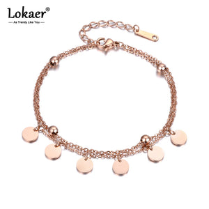 Bohemia Stainless Steel Rose Charm Bracelet for Girls B18180