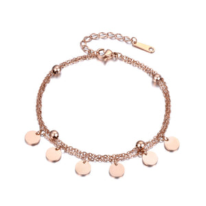 Bohemia Stainless Steel Rose Charm Bracelet for Girls B18180