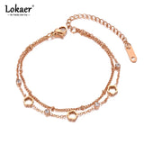 Bohemia Stainless Steel Charm Bracelets CZ Crystal Flower Chain