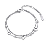 Bohemia Stainless Steel Charm Bracelets CZ Crystal Flower Chain