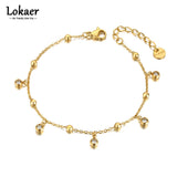 Bohemia Titanium Stainless Steel Charm Bracelet For Women CZ Crystal Jewelry