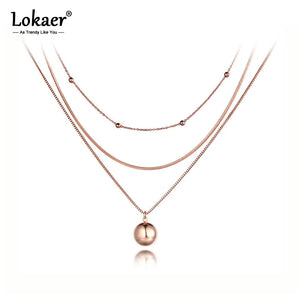 Bohemia Waterproof Stainless Steel Three-layer Round Ball Choker Necklace