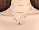 Bohemia Waterproof Stainless Steel Three-layer Round Ball Choker Necklace