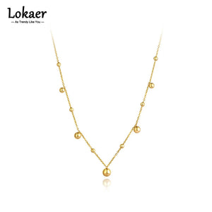 Titanium Stainless Steel Ball Choker Necklace for Women