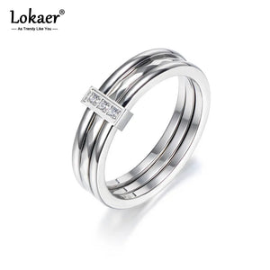 Mosaic CZ Crystal Rose Anniversary Rings Jewelry Stainless Steel Wedding Rings